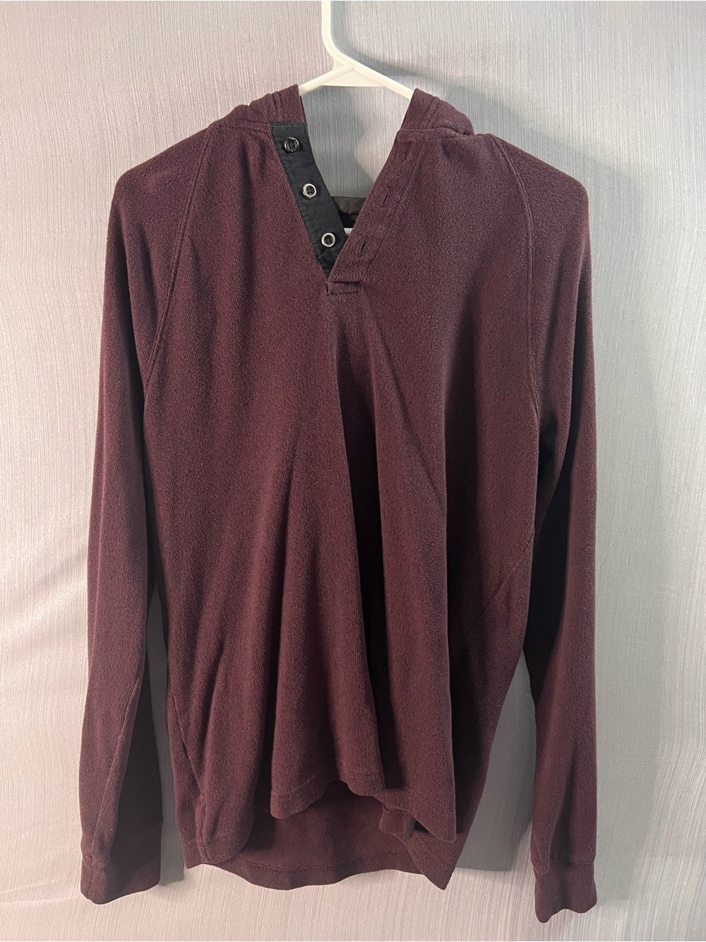 Marc Anthony Men's V-Neck Hooded Sweater - Burgundy